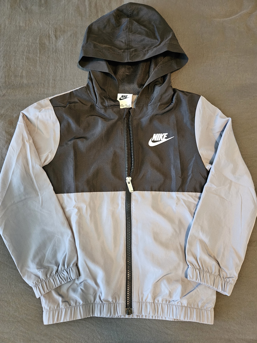 Nike Kids Colorblock Hooded Rain Jacket - Black & Light Gray